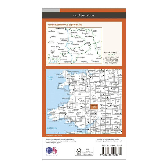 Explorer Active 202 Leominster & Bromyard Map With Digital Version