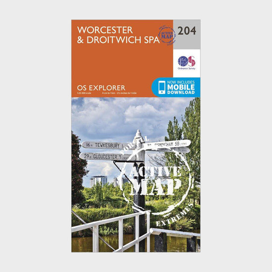 Explorer Active 204 Worcester & Droitwich Spa Map With Digital Version