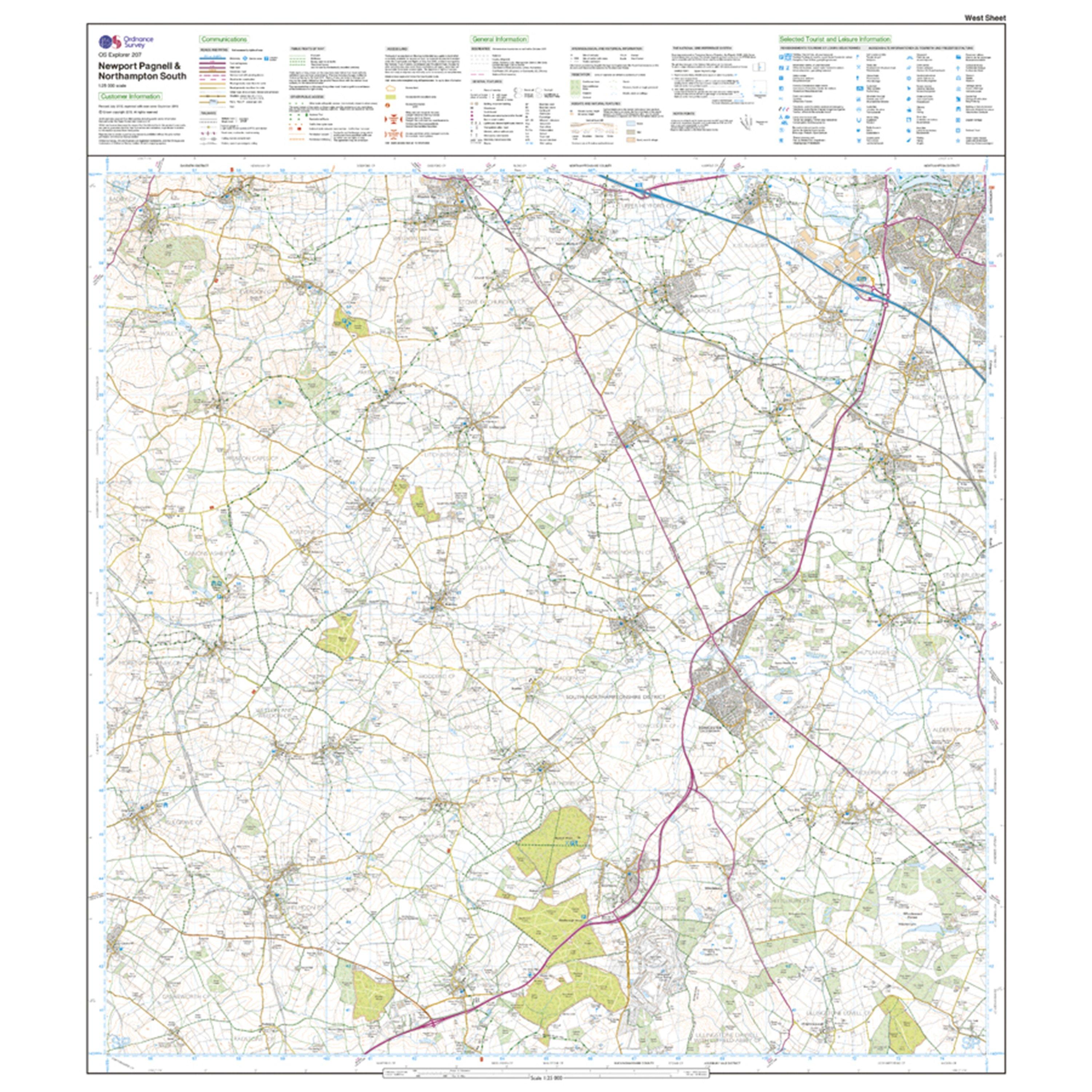 Explorer Active 207 Newport Pagnell & Northampton South Map With Digital Version