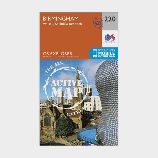 Explorer Active 220 Birmingham, Walsall, Solihull & Redditch Map With Digital Version