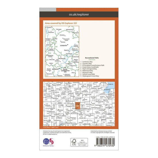 Explorer Active 221 Coventry & Warwick Map With Digital Version