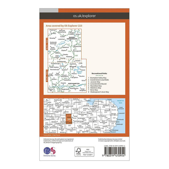 Explorer Active 223 Northampton & Market Harborough Map With Digital Version