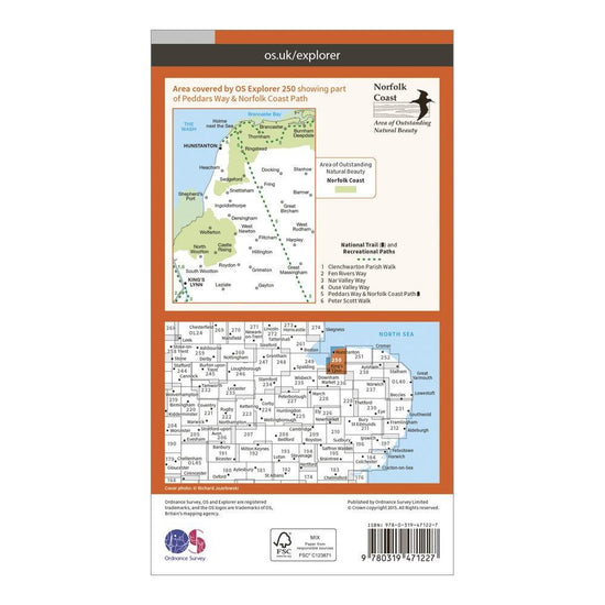 Explorer Active 250 Norfolk Coast West Map With Digital Version