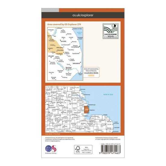 Explorer Active 274 Skegness, Alford & Spilsby Map With Digital Version