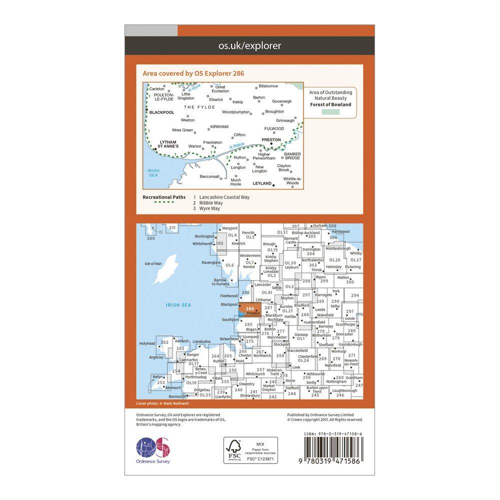 Explorer Active 286 Blackpool & Preston Map With Digital Version