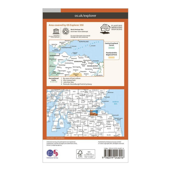Explorer 350 Edinburgh Map With Digital Version