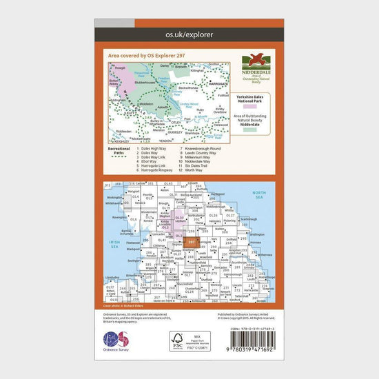 Explorer Active 297 Lower Wharfedale & Washburn Valley Map With Digital Version