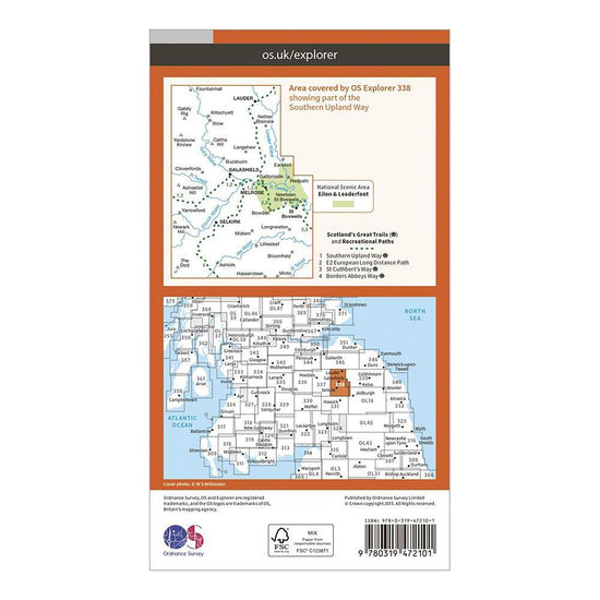 Explorer Active 338 Galashiels, Selkirk & Melrose Map With Digital Version