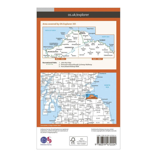Explorer 351 Dunbar & North Berwick Map With Digital Version