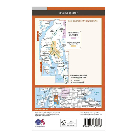 Explorer Active 362 Cowal West & Isle of Bute Map With Digital Version