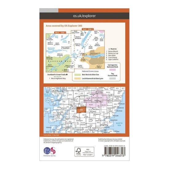 Explorer 385 Rannoch Moor & Ben Alder Map With Digital Version