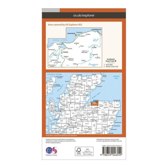 Explorer 423 Elgin, Forres & Lossiemouth Map With Digital Version