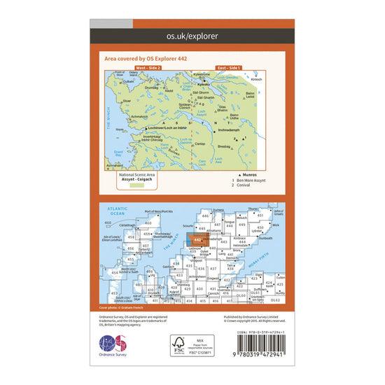 Explorer Active 442 Assynt & Lochinver Map with Digital Version