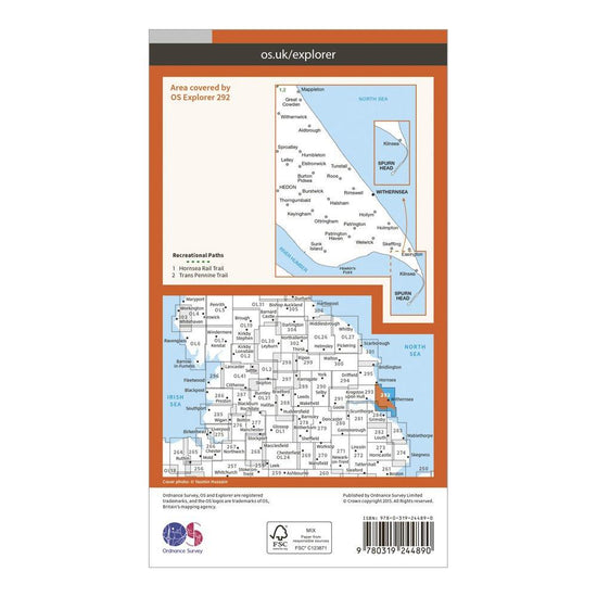 Explorer 292 Withernsea & Spurn Head Map With Digital Version