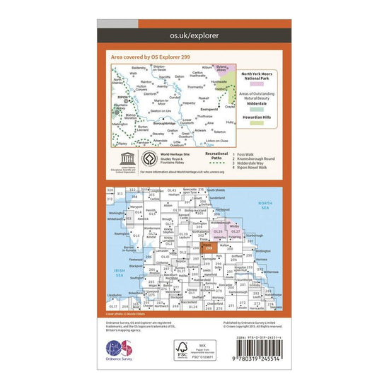 Explorer 299 Ripon & Boroughbridge Map With Digital Version