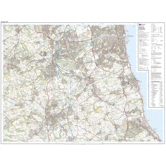Explorer 308 Durham & Sunderland Map With Digital Version