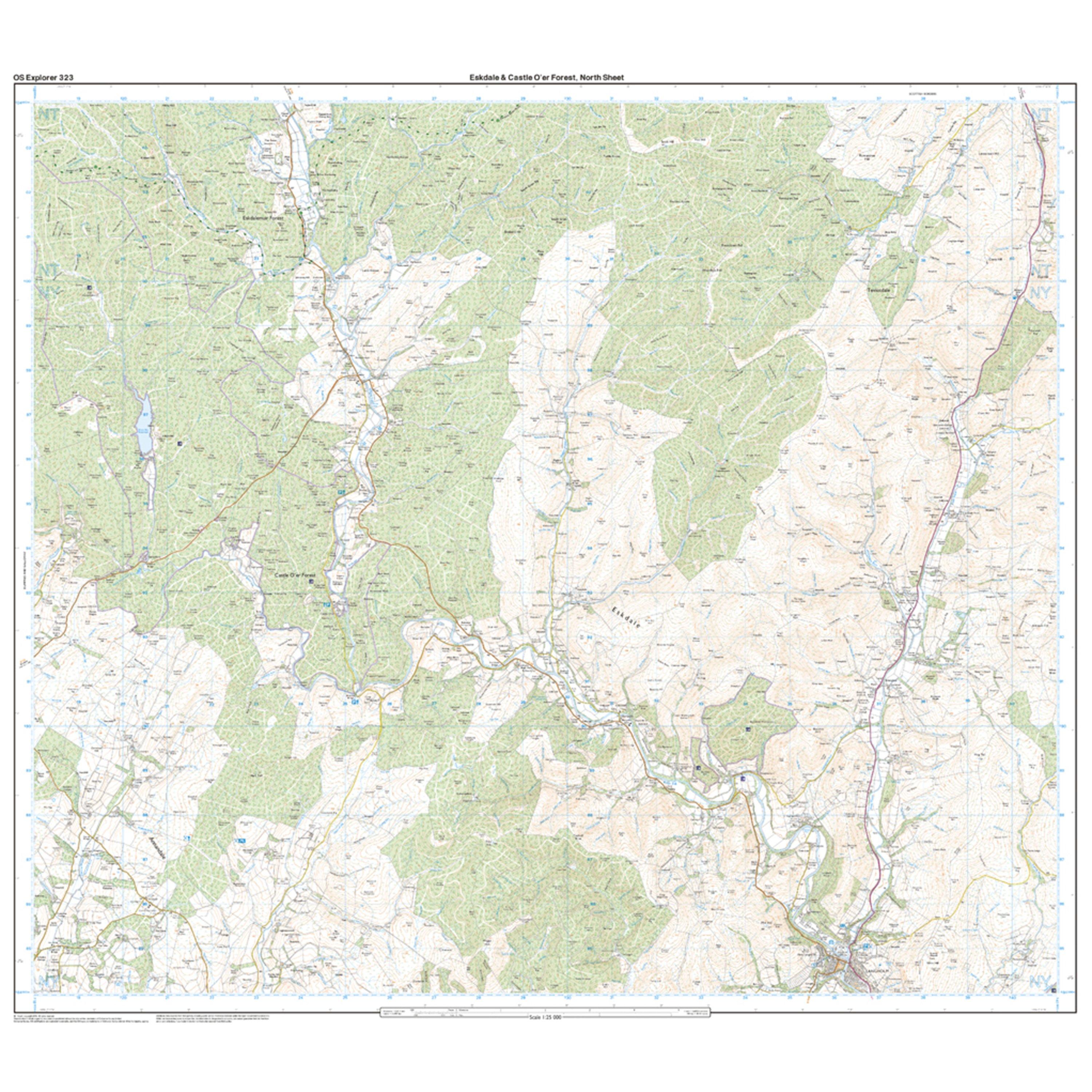 Explorer 323 Eskdale & Castle O'er Forest Map With Digital Version