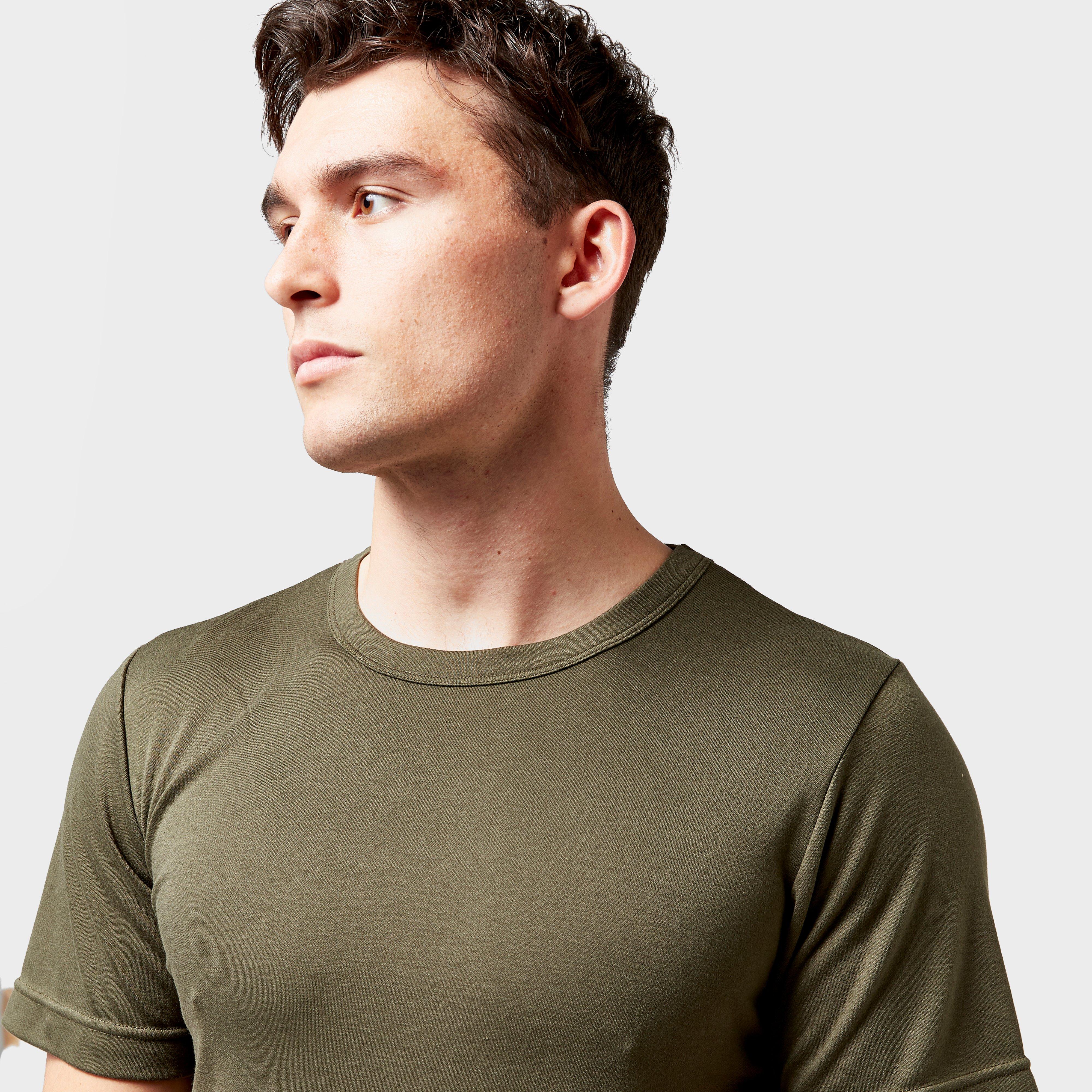Mens Short Sleeved Thermal Crew Neck Top Khaki
