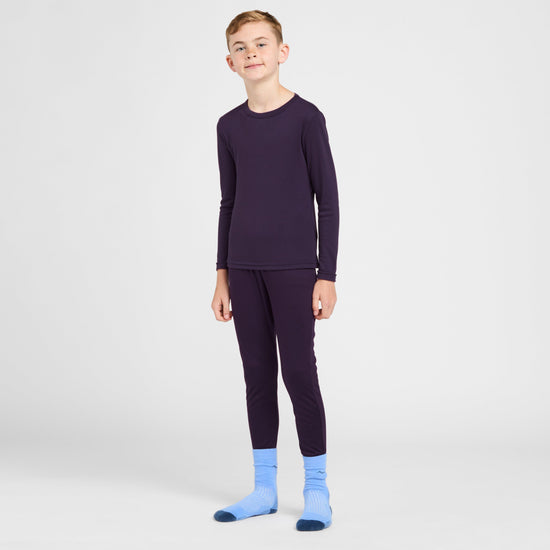 Kids Long Sleeved Thermal Crew Neck Top Purple