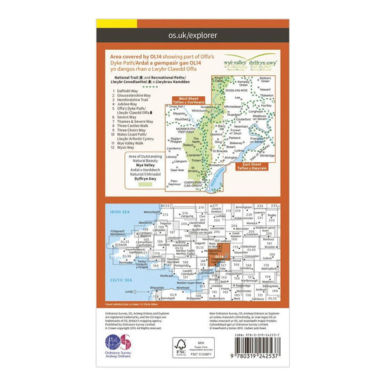 Explorer OL14 Wye Valley & Forest of Dean Map With Digital Version