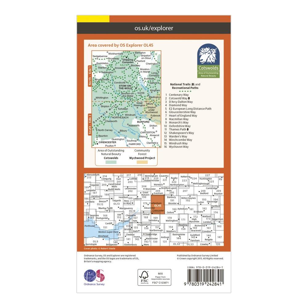 Explorer OL45 The Cotswold Map With Digital Version