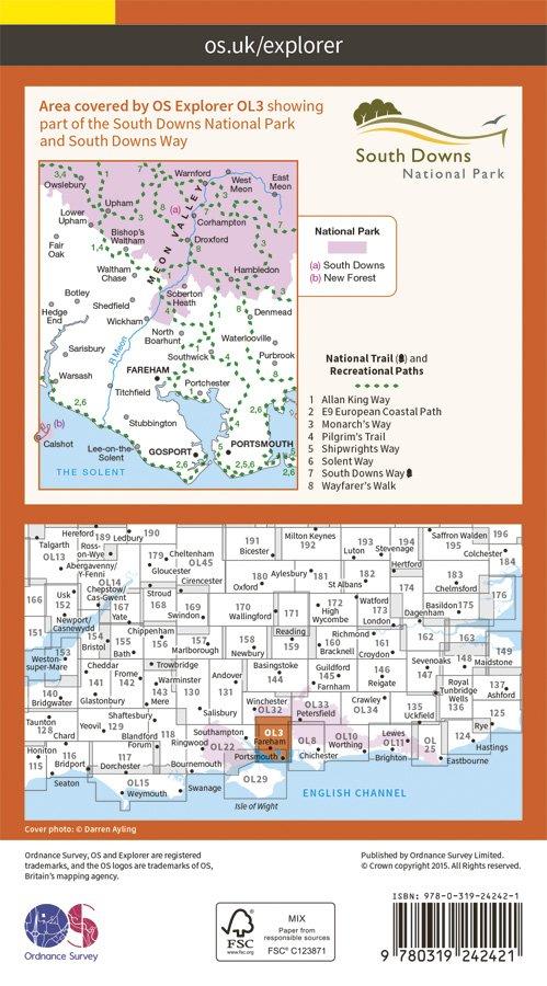 Explorer OL3 Meon Valley, Portsmouth, Gosport and Fareham Map With Digital Version