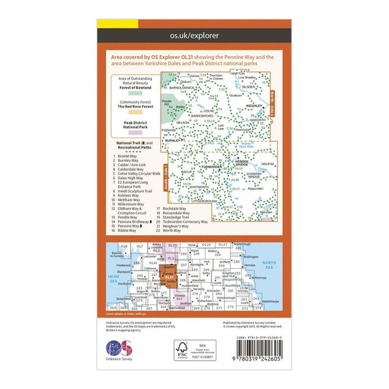 Explorer OL21 South Pennines Map With Digital Version