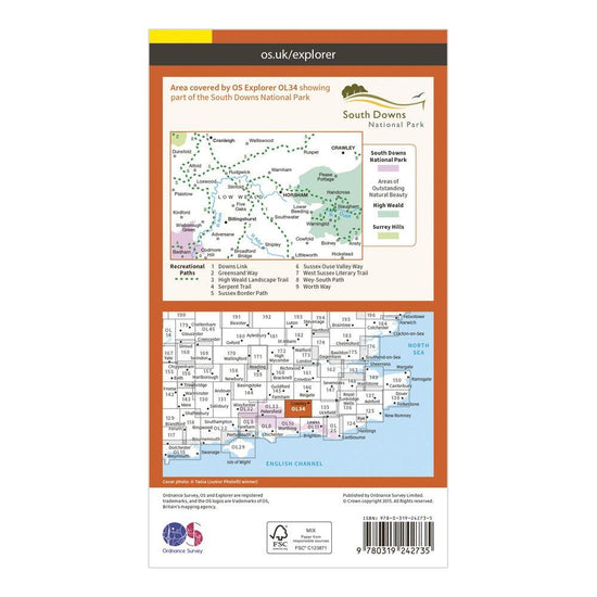 Explorer OL34 Crawley & Horsham Map With Digital Version