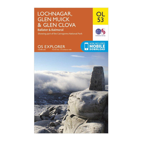 Explorer OL53 Lochnagar, Glen Muick & Glen Clova Map With Digital Version
