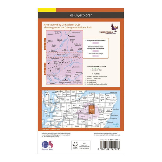 Explorer OL58 Braemar, Tomintoul & Glen Avon Map With Digital Version