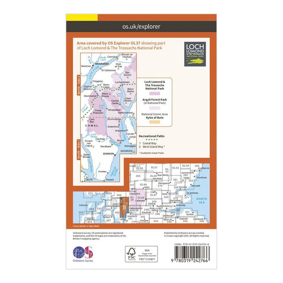 Explorer OL37 Cowal East Dunoon & Inveraray Map With Digital Version