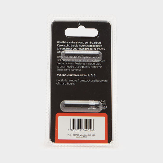 Semi-Barbed Treble Hooks (Size 6)