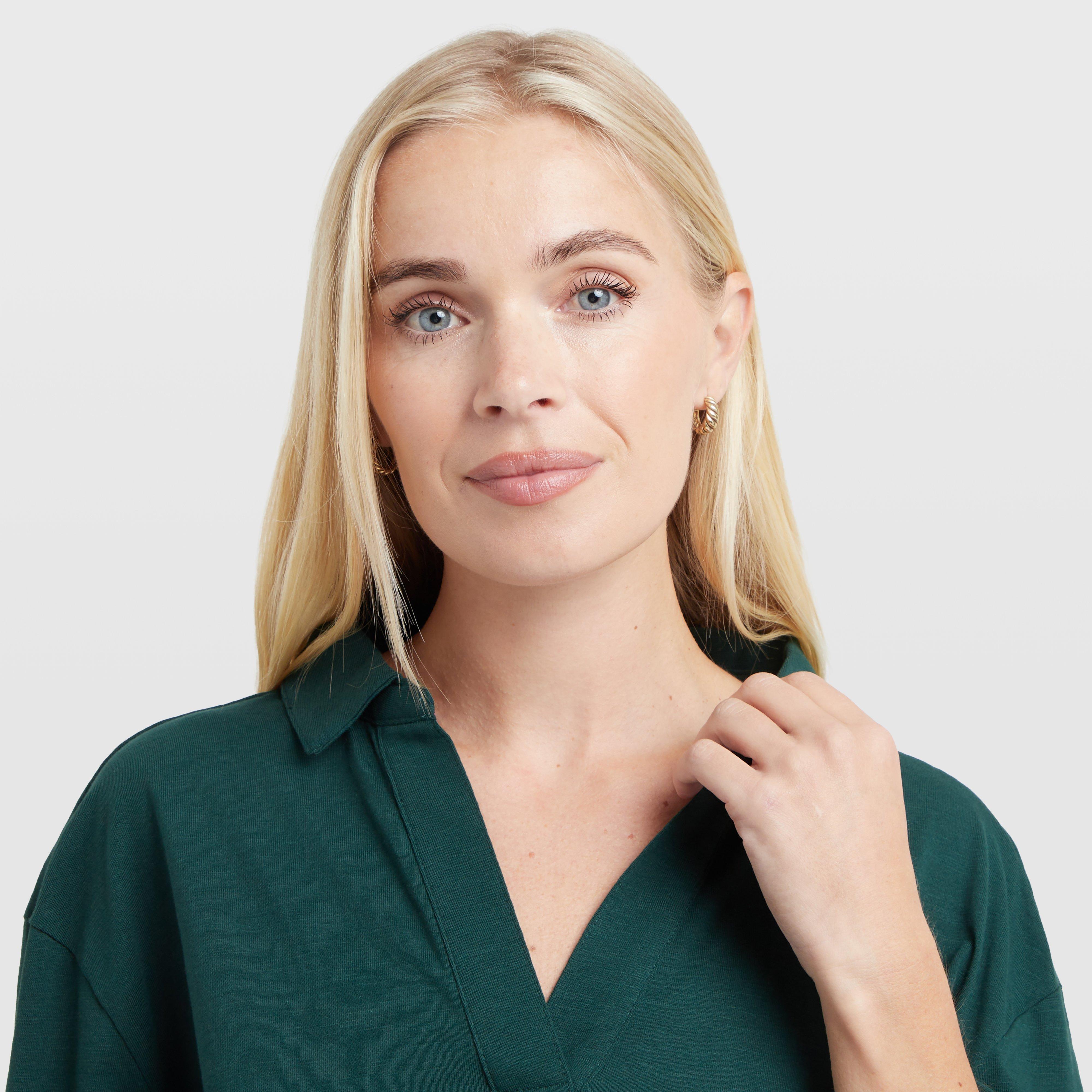 Women's Flip Collar Slub Top