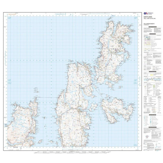 Landranger 1 Shetland Yell, Unst and Fetlar Map With Digital Version