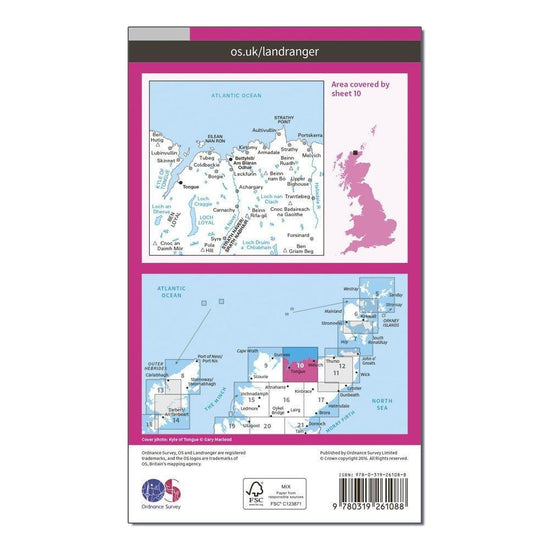 Landranger 10 Strathnaver, Bettyhill & Tongue Map With Digital Version