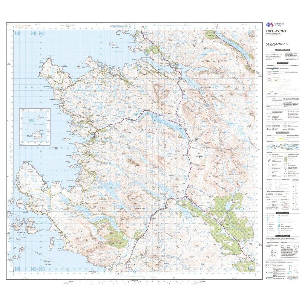 Landranger 15 Loch Assynt, Lochinvar & Kylesku Map With Digital Version