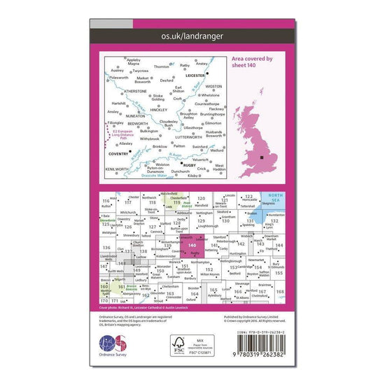 Landranger 140 Leicester, Coventry & Rugby Map With Digital Version