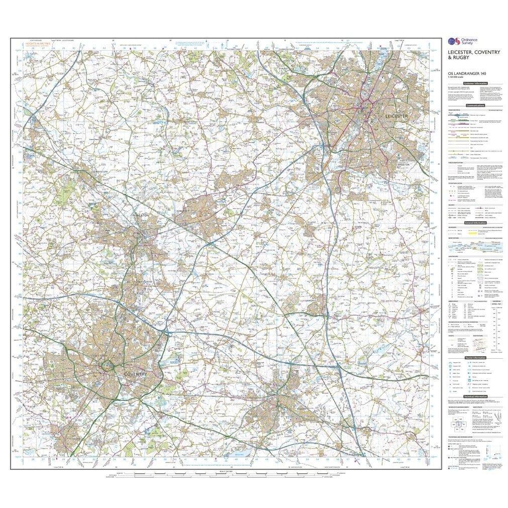 Landranger 140 Leicester, Coventry & Rugby Map With Digital Version