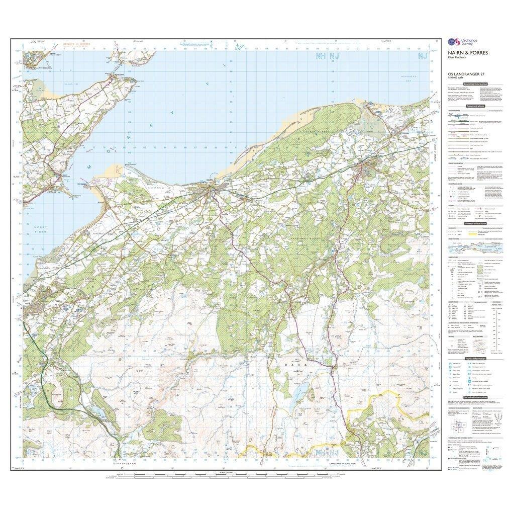 Landranger 27 Nairn & Forres, River Findhorn Map With Digital Version