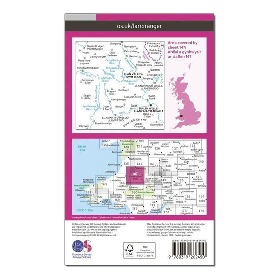 Landranger 147 Elan Valley & Builth Wells Map With Digital Version