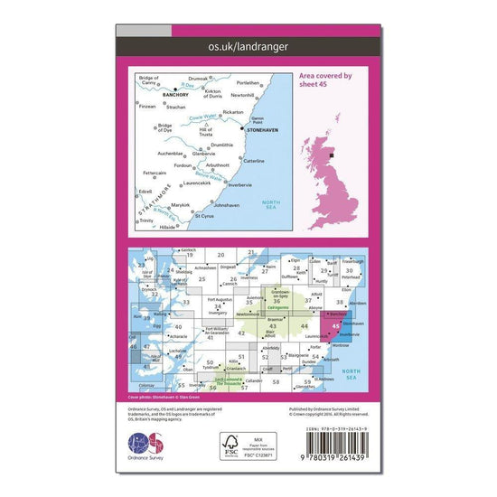 Landranger 45 Stonehaven & Banchory Map With Digital Version