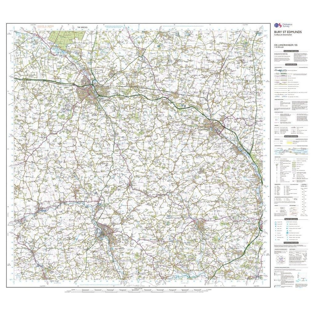 Landranger 155 Bury St Edmunds, Sudbury & Stowmarket Map With Digital Version