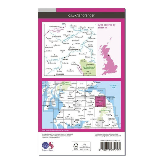 Landranger 74 Kelso & Coldstream Map