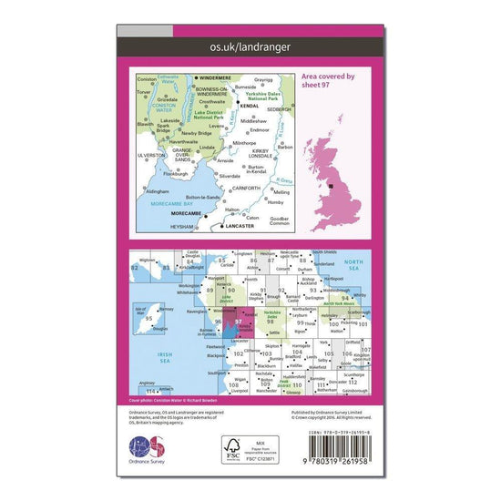 Landranger 97 Kendal, Morecambe, Windermere & Lancaster Map With Digital Version