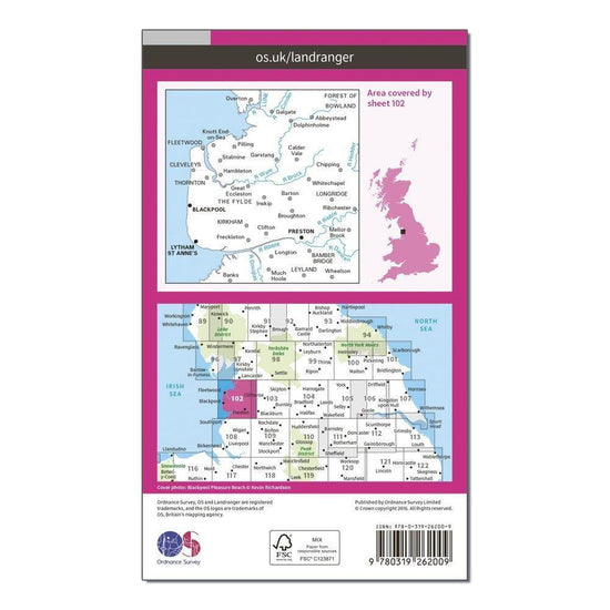 Landranger 102 Preston & Blackpool, Lytham Map With Digital Version