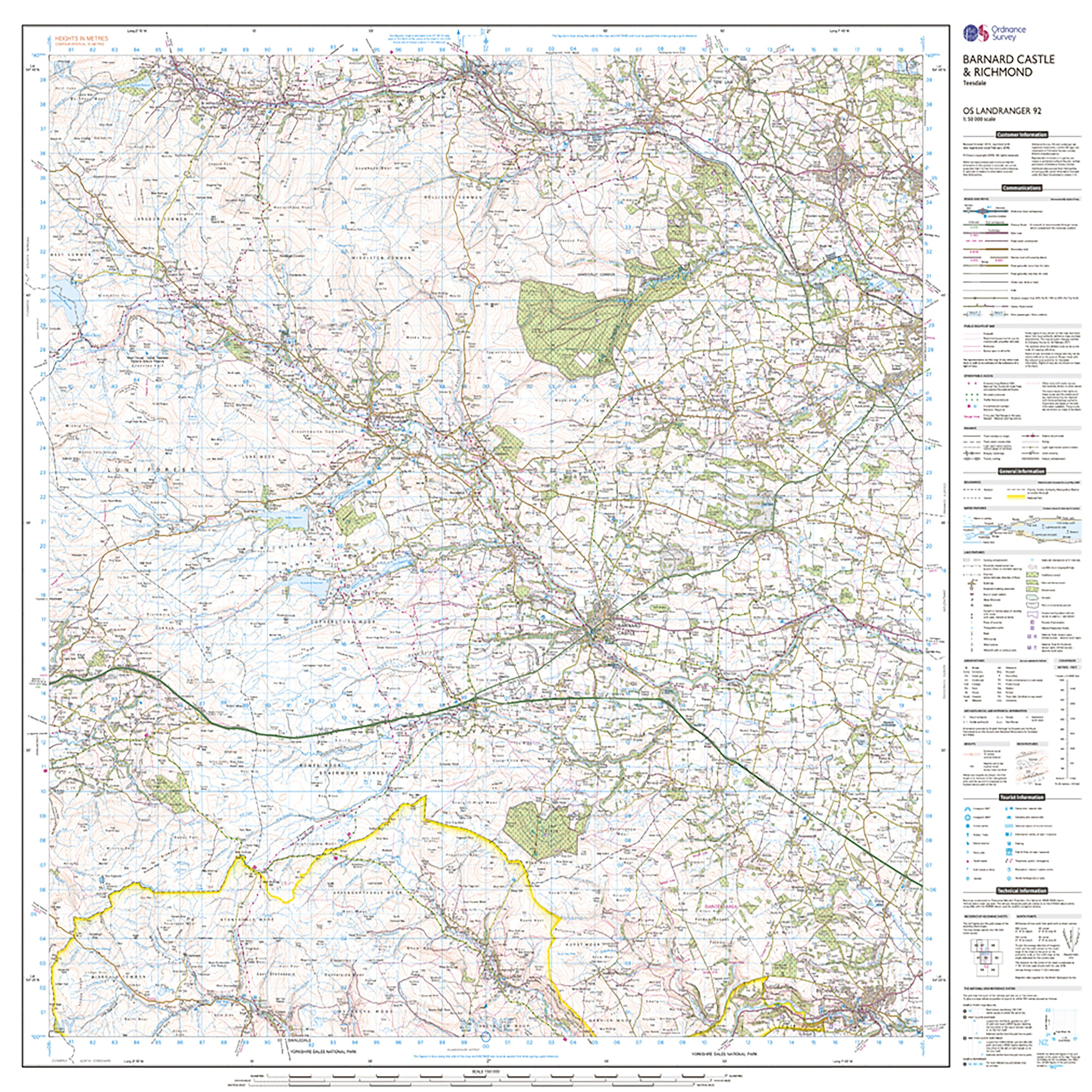 Landranger Active 92 Barnard Castle and surrounding area Map With Digital Version