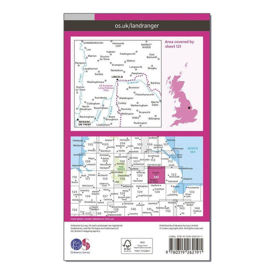 Landranger 121 Lincoln & Newark-on-Trent Map With Digital Version