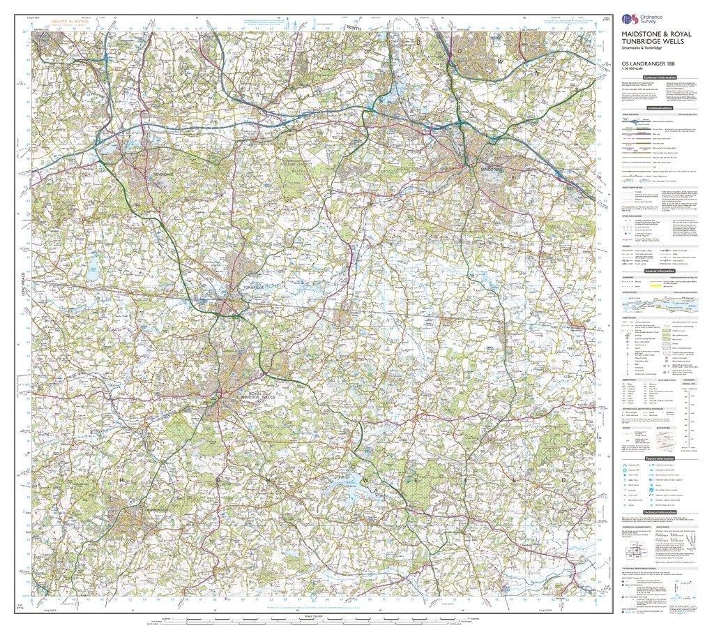 Landranger 188 Maidstone & Royal Tunbridge Wells Map With Digital Version