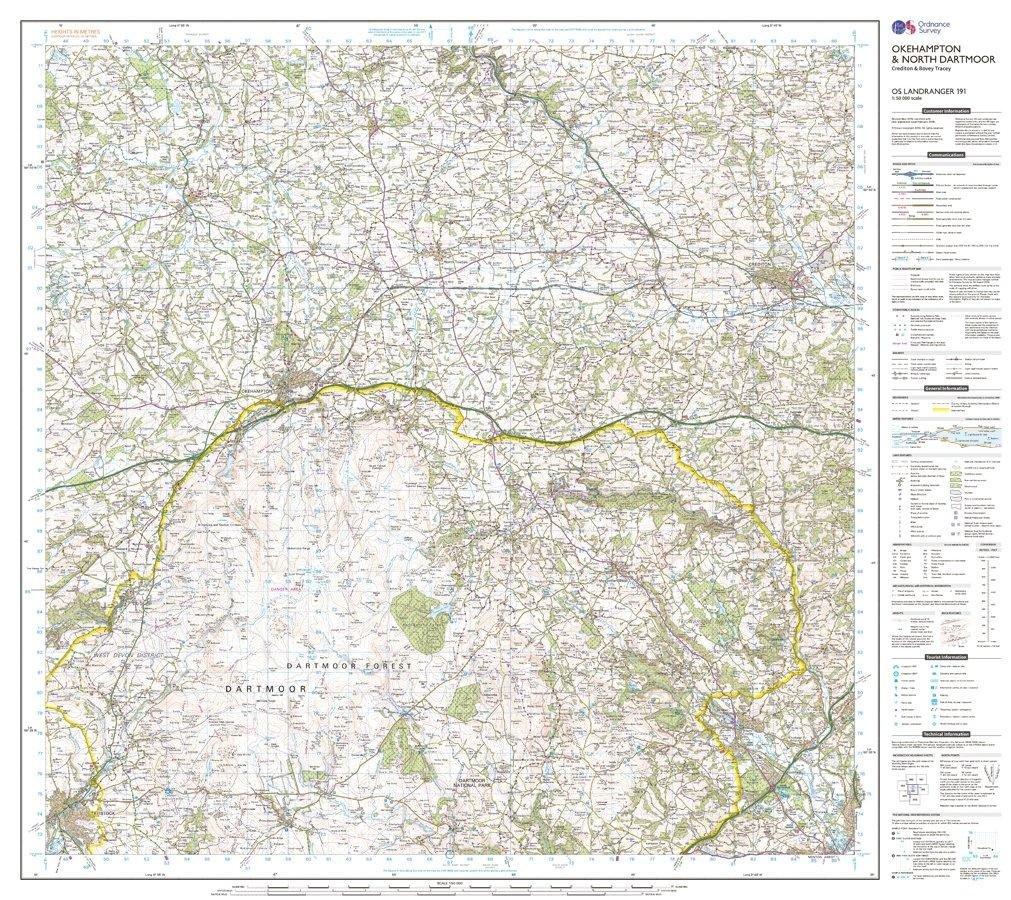 Landranger 191 Okehampton & North Dartmoor Map
