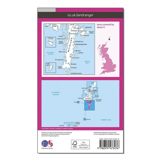 Landranger Active 4 Shetland South Mainland Map With Digital Version